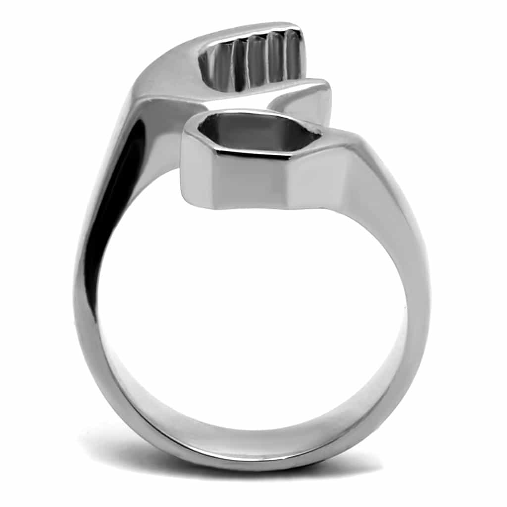 Sterling SilverPolished Wrench Tool Biker Open Ring view 7