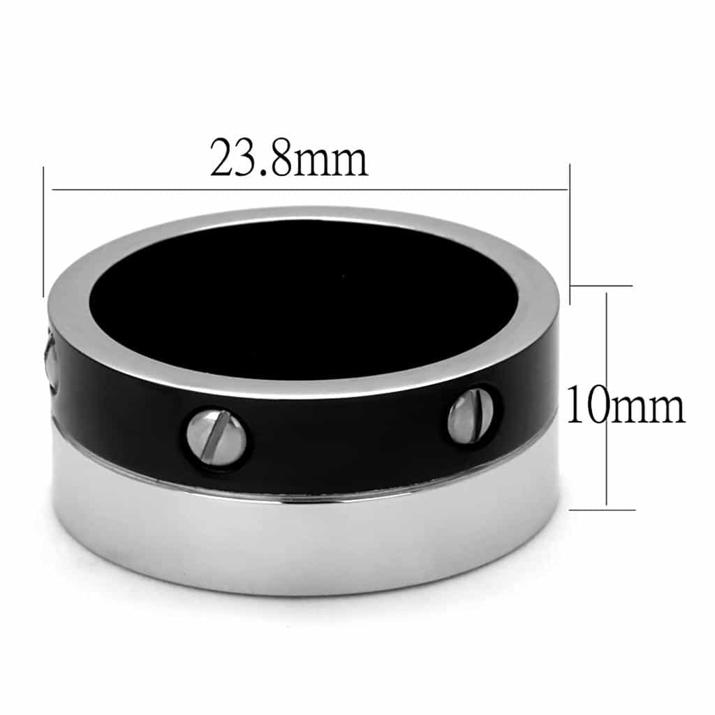 Stainless Steel Black IP Polished Screw Accent Ring view 6