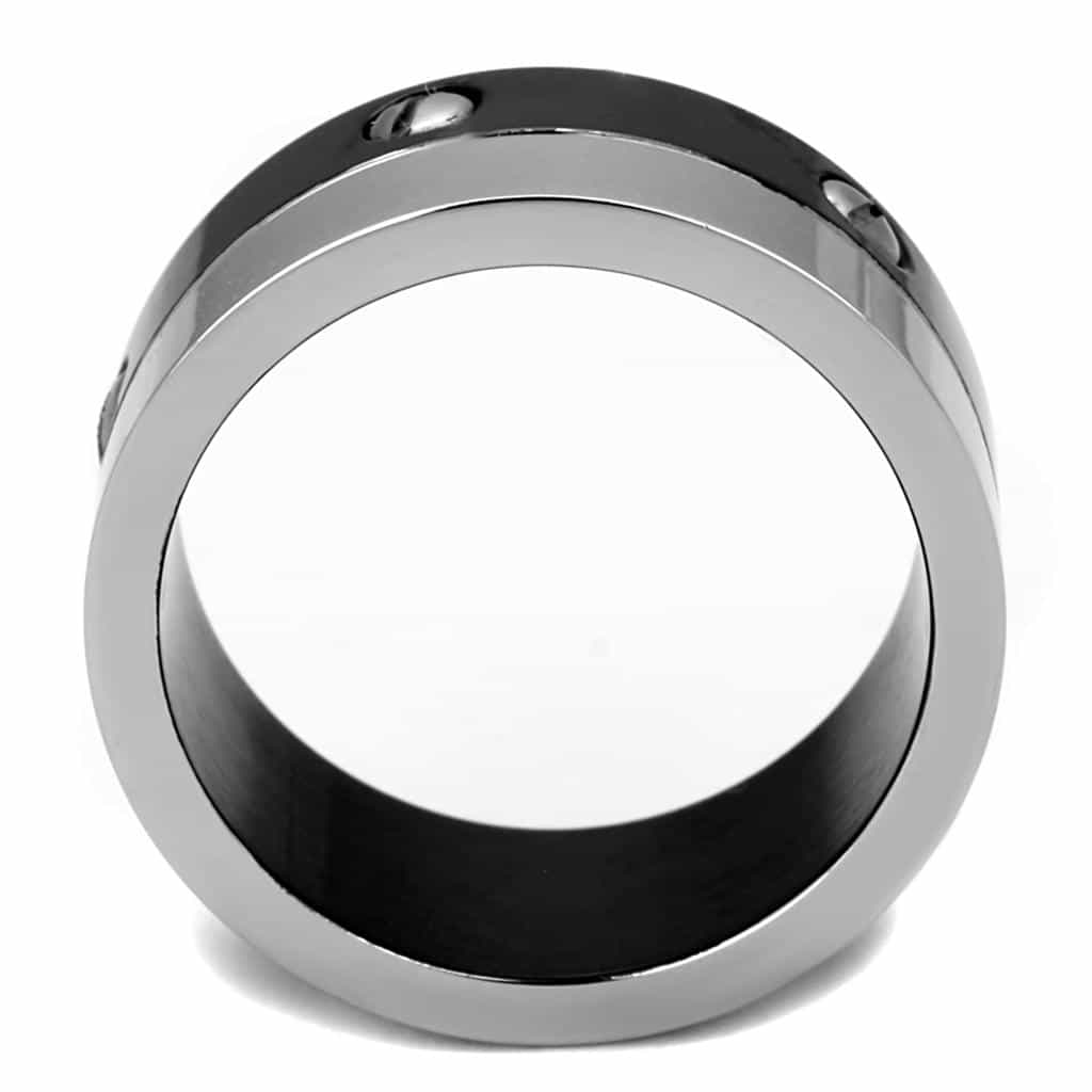 Stainless Steel Black IP Polished Screw Accent Ring view 3