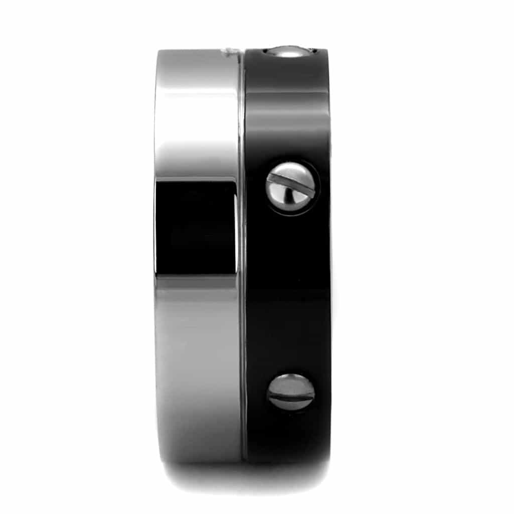 Stainless Steel Black IP Polished Screw Accent Ring view 8