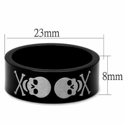 Stainless Steel Black IP Skull Crossbones Pirate Ring view 2