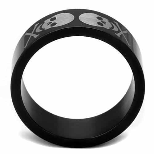 Stainless Steel Black IP Skull Crossbones Pirate Ring view 3