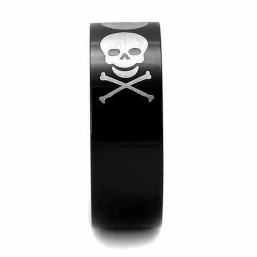 Stainless Steel Black IP Skull Crossbones Pirate Ring view 8