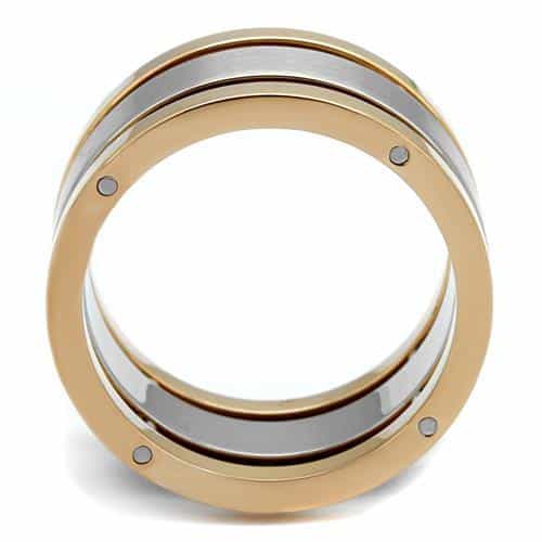 Stainless Steel Rose Gold Silver Three Piece Screw Stack Ring view 7