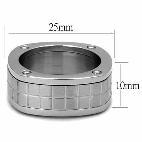 Stainless Steel Polished Grid Checker Screw Accent Spinner Ring view 6