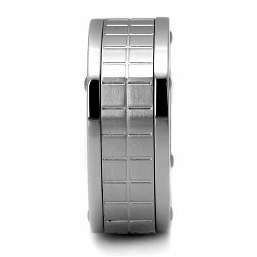 Stainless Steel Polished Grid Checker Screw Accent Spinner Ring view 8