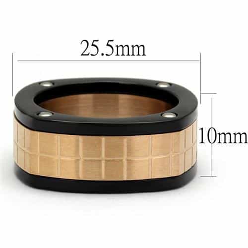Stainless Steel Two Tone Black IP Rose Gold Screw Square Ring view 6