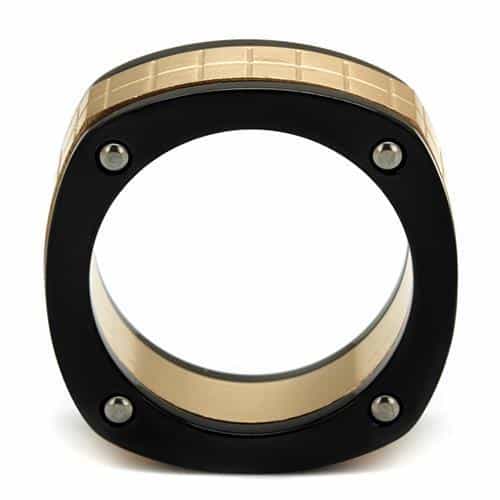 Stainless Steel Two Tone Black IP Rose Gold Screw Square Ring view 3