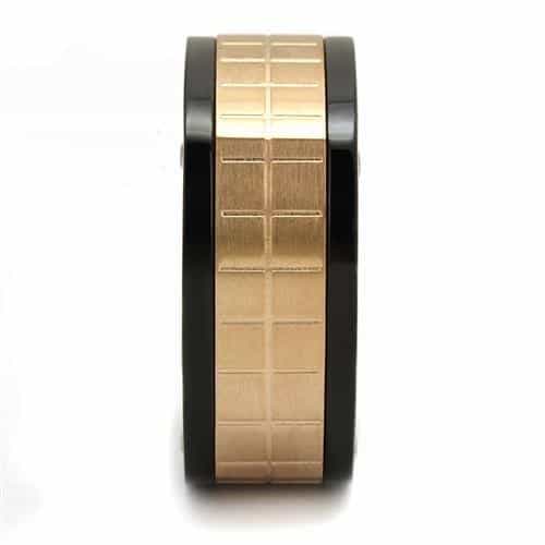 Stainless Steel Two Tone Black IP Rose Gold Screw Square Ring view 8
