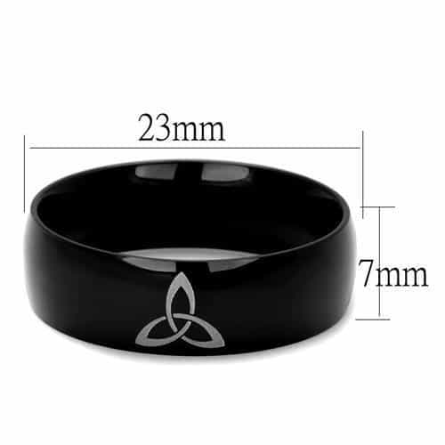 Stainless Steel Black IP Celtic Trinity Knot Engraved Ring view 2