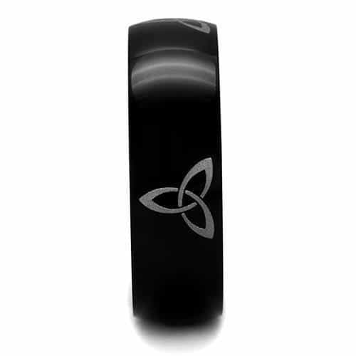 Stainless Steel Black IP Celtic Trinity Knot Engraved Ring view 8