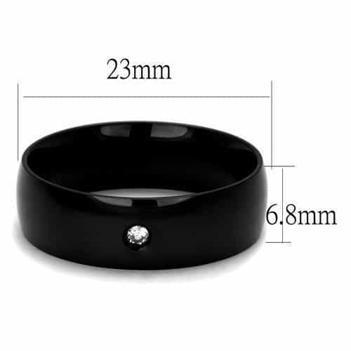 Stainless Steel Black IP CZ Single Stone Bezel Dome Ring view 2