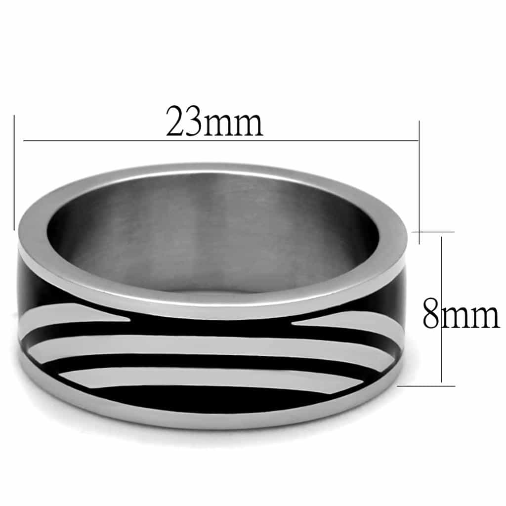 Stainless Steel Polished Diagonal Stripe Wide Ring view 2