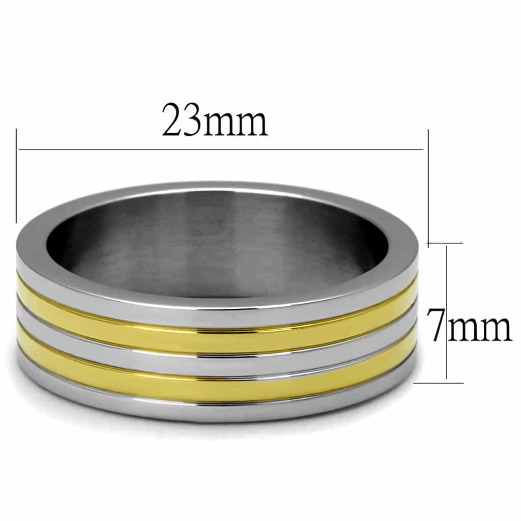 Stainless Steel Two Tone Gold Silver Double Stripe Wide Ring view 6