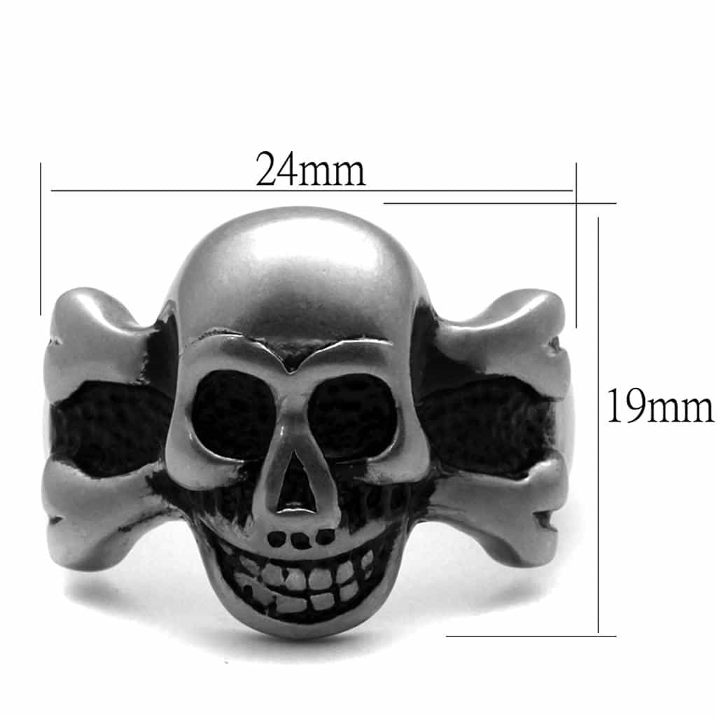 Stainless Steel Skull Pirate Crossbones Grinning Ring view 6