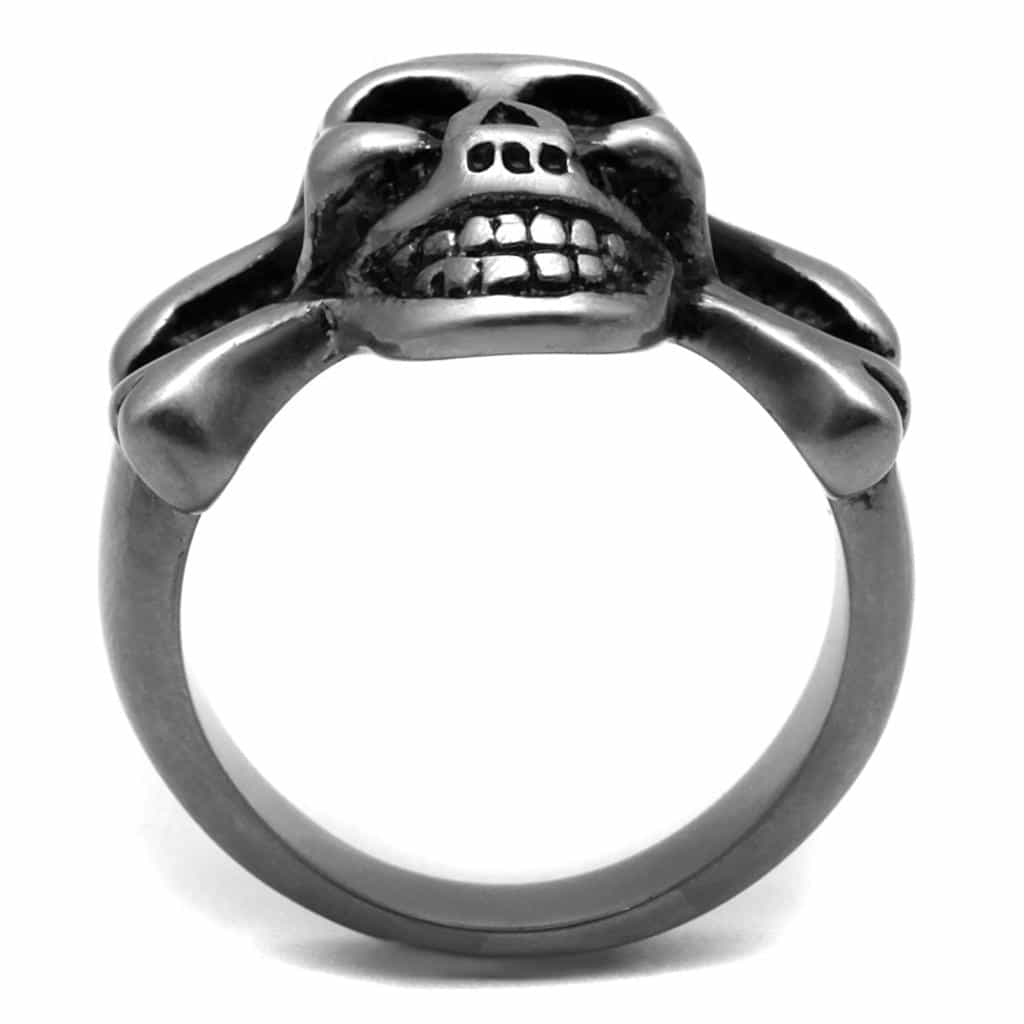 Stainless Steel Skull Pirate Crossbones Grinning Ring view 3