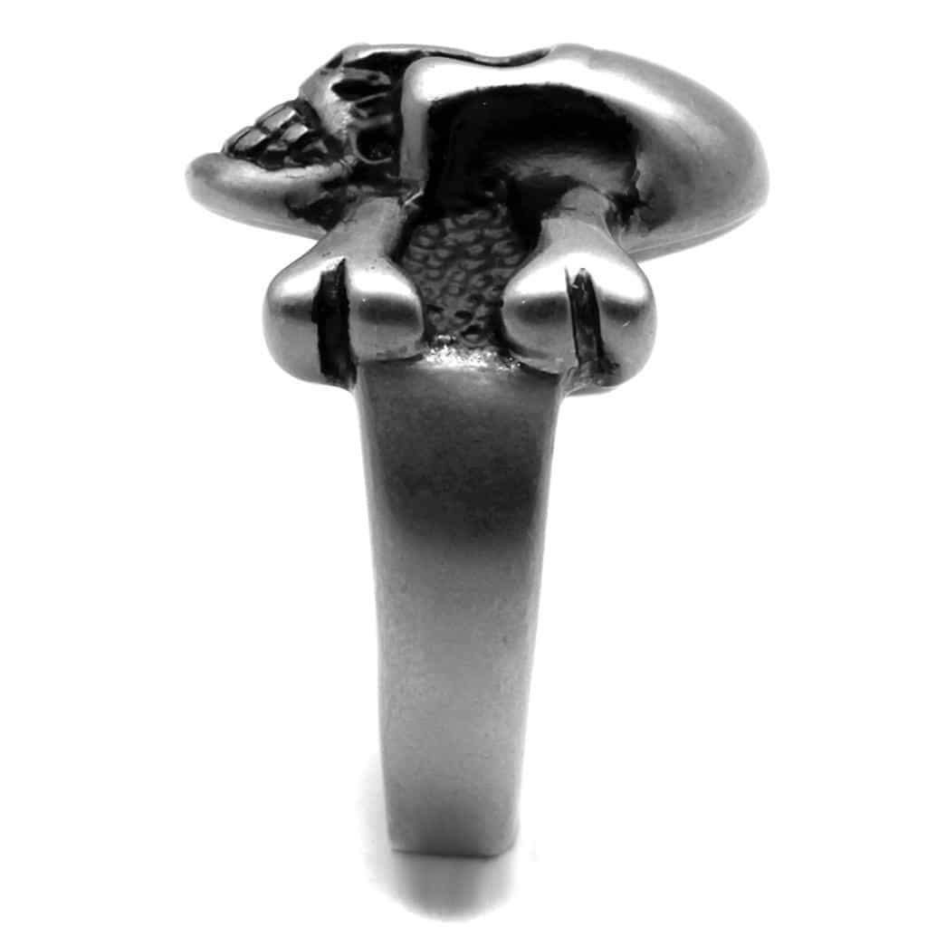 Stainless Steel Skull Pirate Crossbones Grinning Ring view 4
