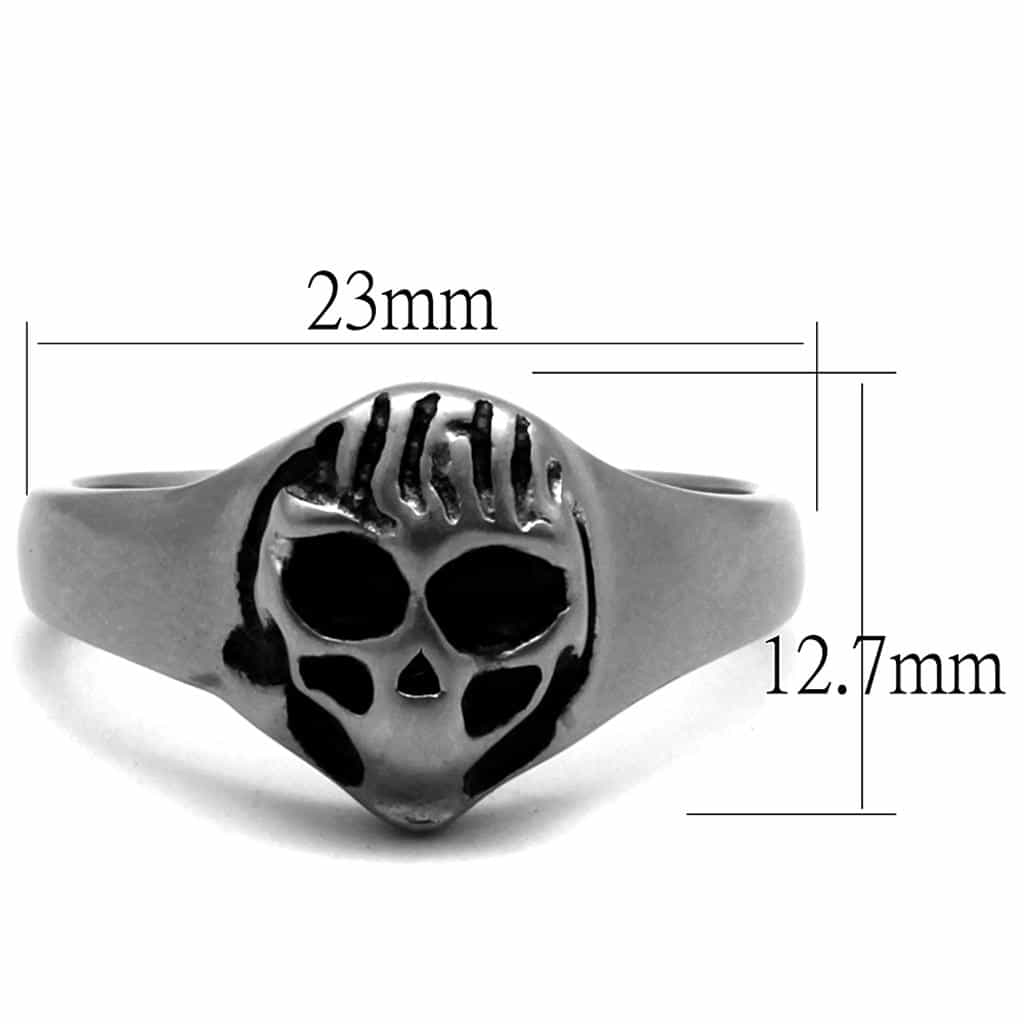 Stainless Steel Skull Small Signet Side Detail Ring view 6