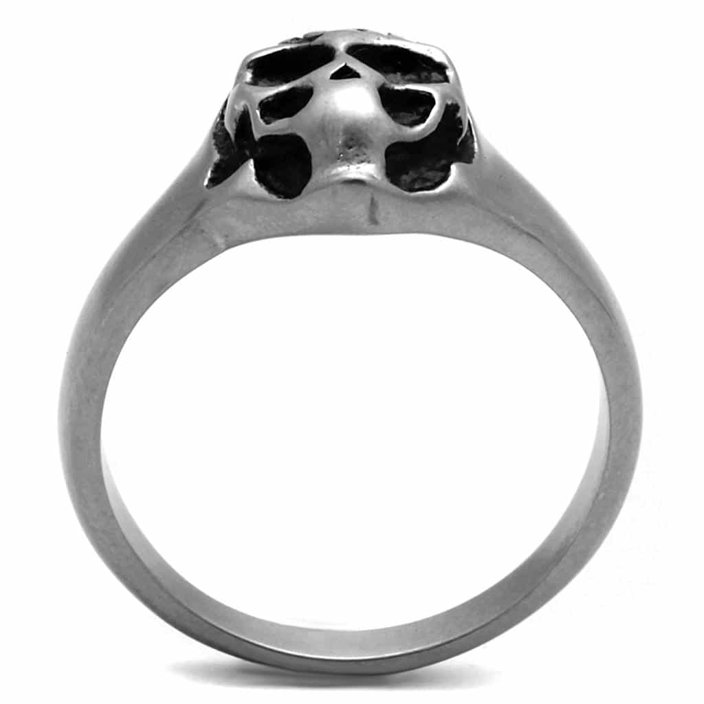 Stainless Steel Skull Small Signet Side Detail Ring view 7