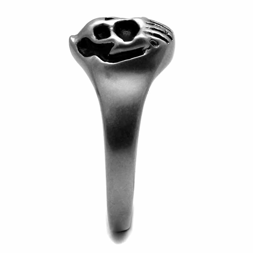 Stainless Steel Skull Small Signet Side Detail Ring view 8