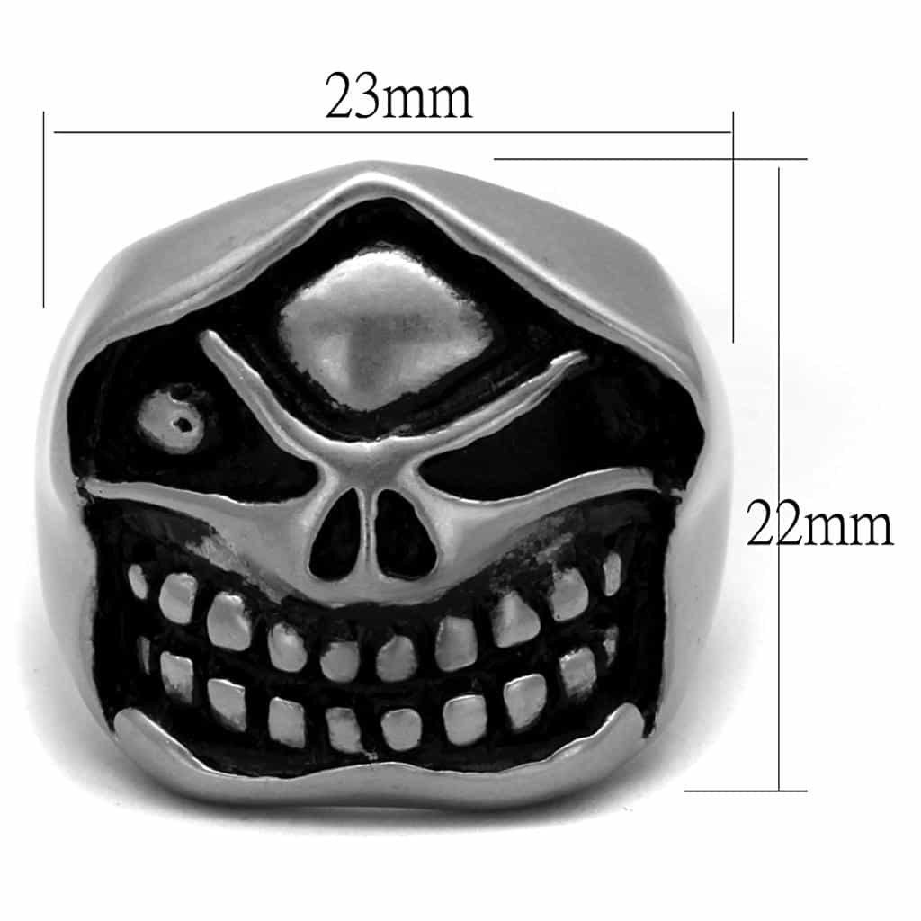 Stainless Steel Skull Square Jaw Large Flat Ring view 6
