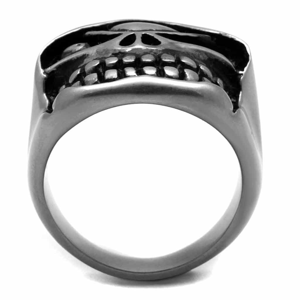 Stainless Steel Skull Square Jaw Large Flat Ring view 3