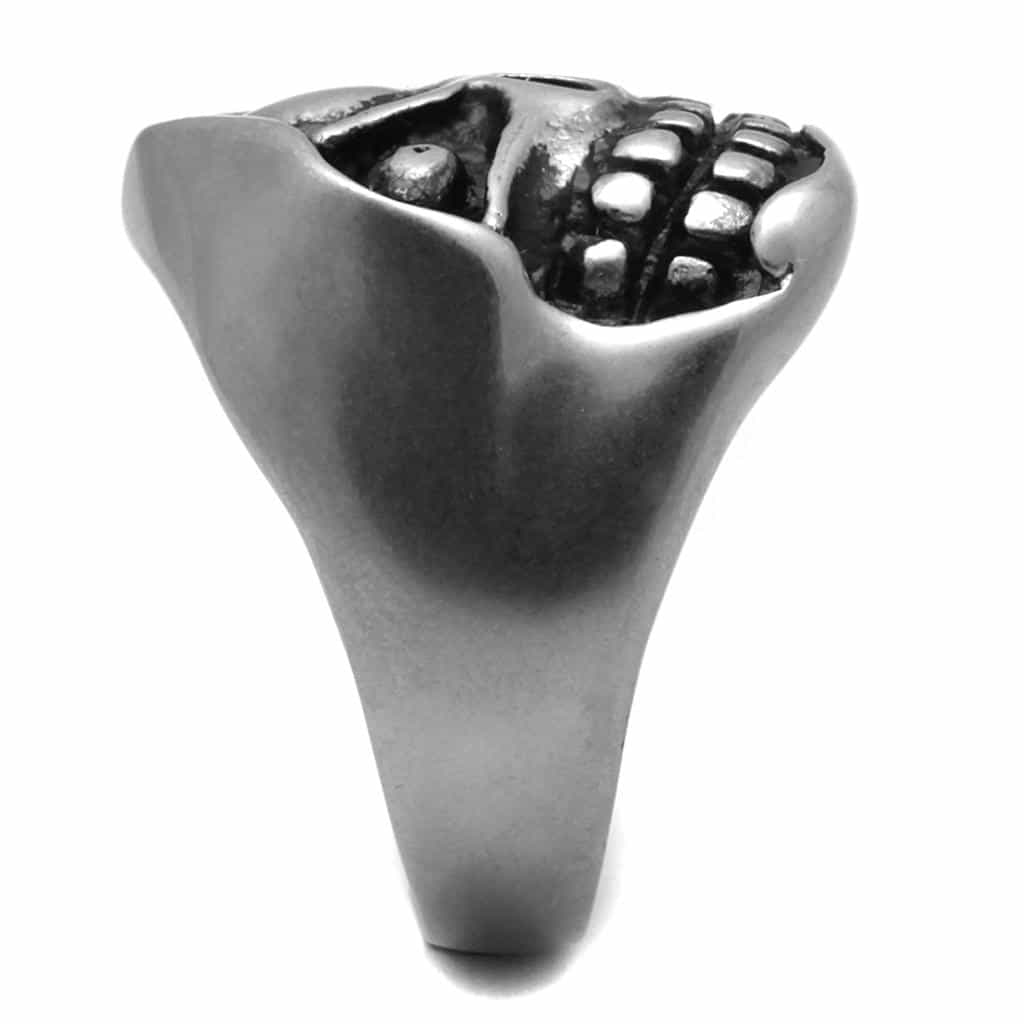 Stainless Steel Skull Square Jaw Large Flat Ring view 4