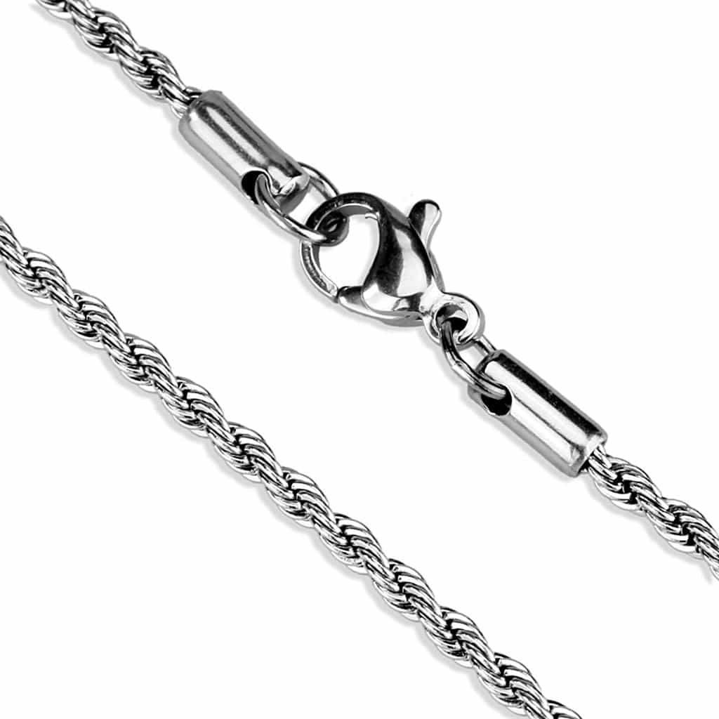 Stainless Steel Silver Rope Twisted Necklace view 2