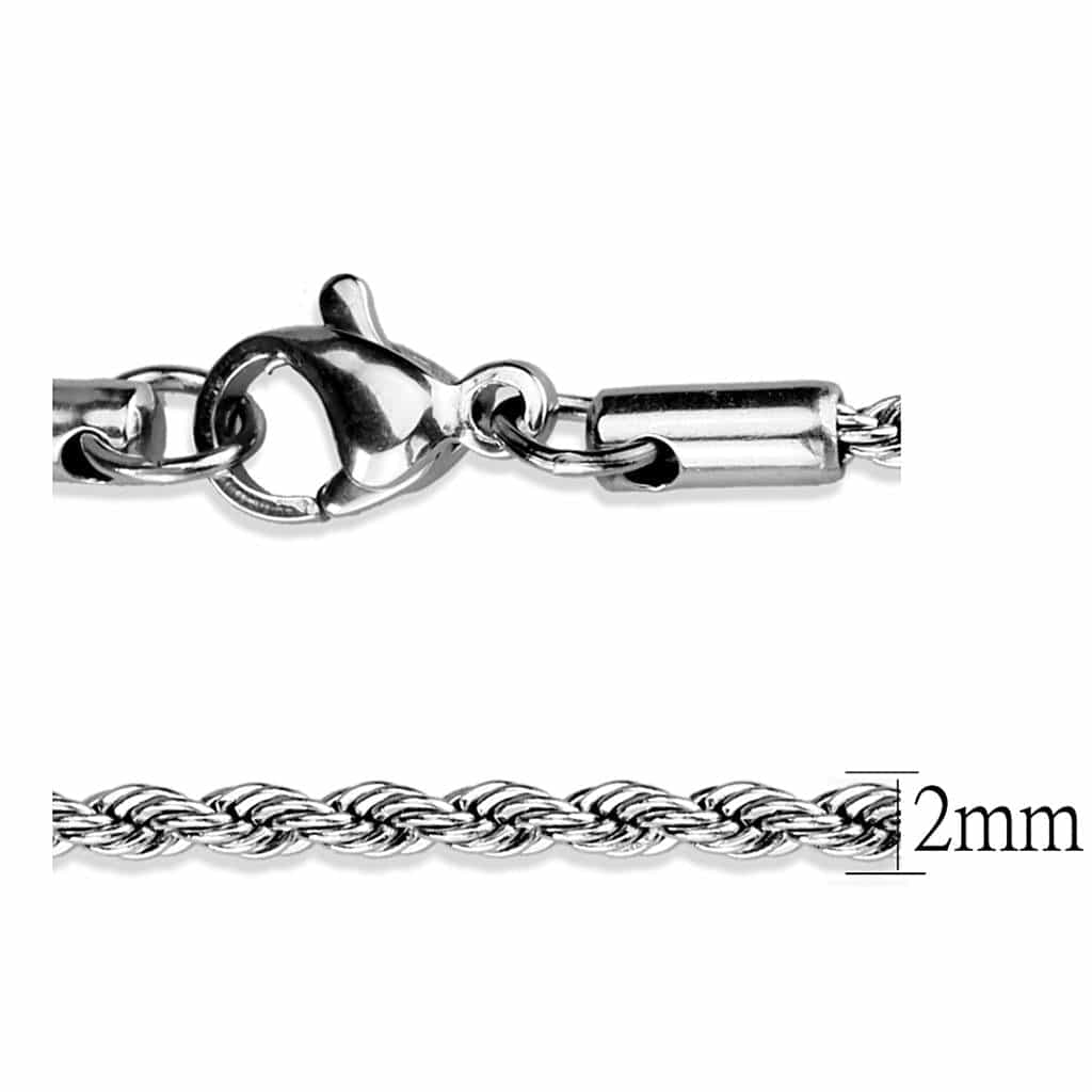 Stainless Steel Silver Rope Twisted Necklace view 6