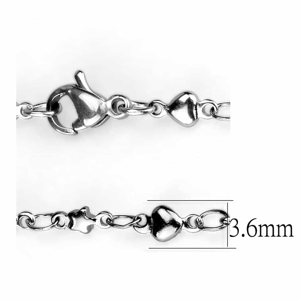 Stainless Steel Silver Heart Station Necklace view 6