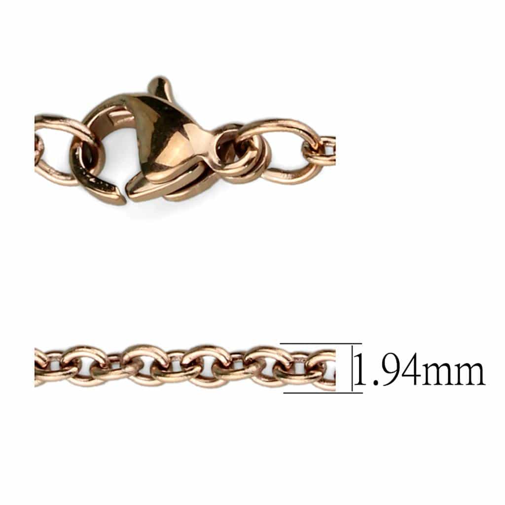 Stainless Steel Rose Gold IP Cable Fine Necklace view 3