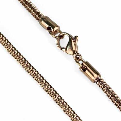 Stainless Steel Rose Gold IP Curb Necklace view 2