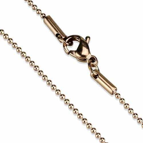 Stainless Steel Rose Gold IP Ball Bead Necklace view 2