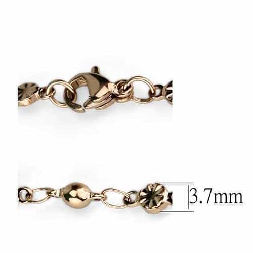 Stainless Steel Rose Gold IP Mirror Bead Station Necklace view 3