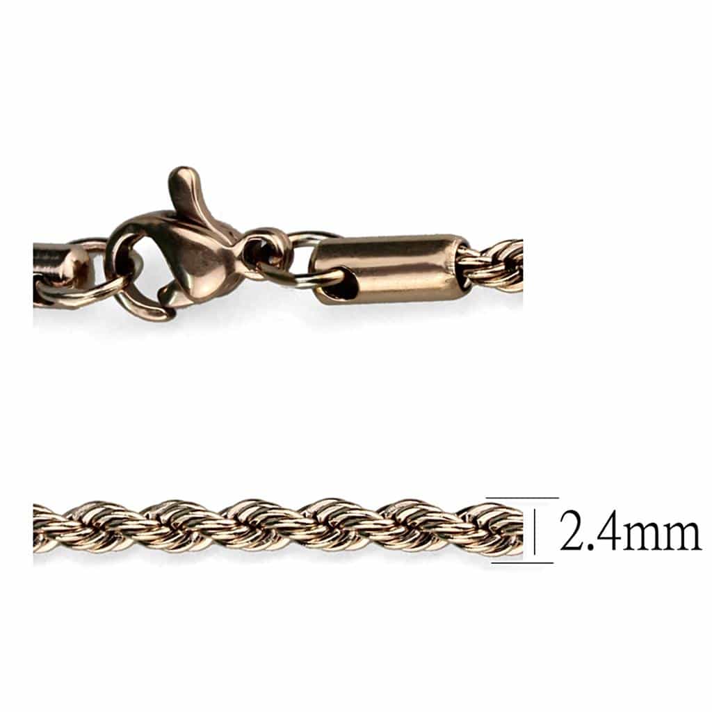 Stainless Steel Rose Gold IP Rope Thick Heavy Necklace view 3