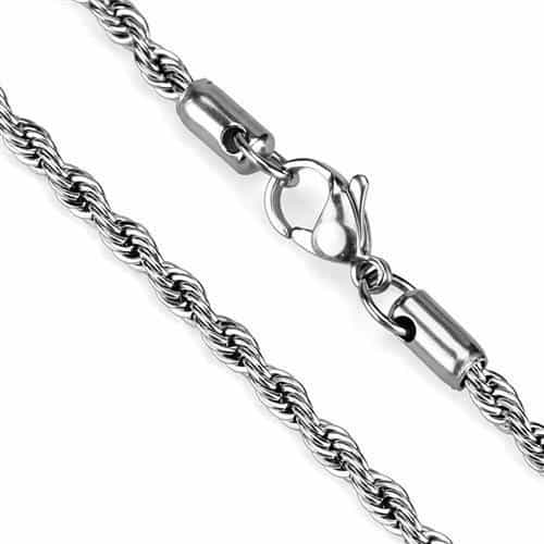 Stainless Steel Silver Rope Layered Double Necklace view 2