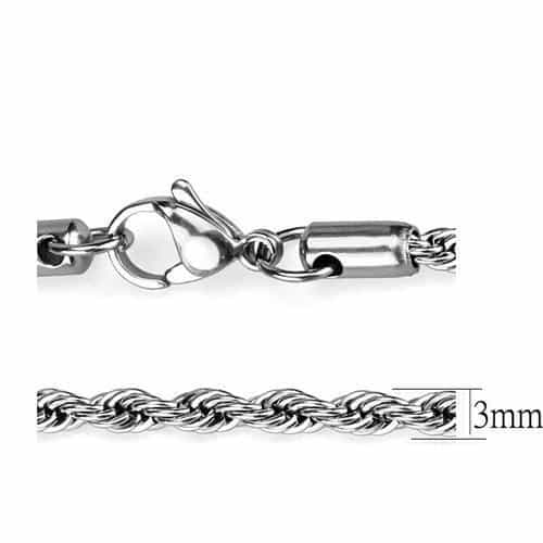 Stainless Steel Silver Rope Layered Double Necklace view 3