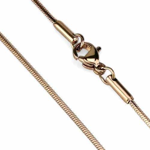 Stainless Steel Rose Gold IP Snake Round Smooth Necklace view 2