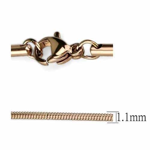 Stainless Steel Rose Gold IP Snake Round Smooth Necklace view 3