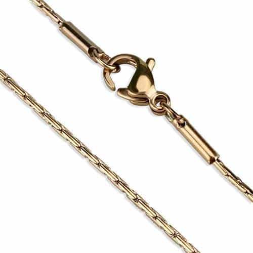 Stainless Steel Rose Gold IP Twisted Diamond Cut Necklace view 2