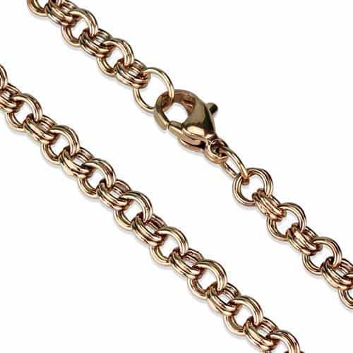 Stainless Steel Rose Gold IP Belcher Rolo Layered Necklace view 2