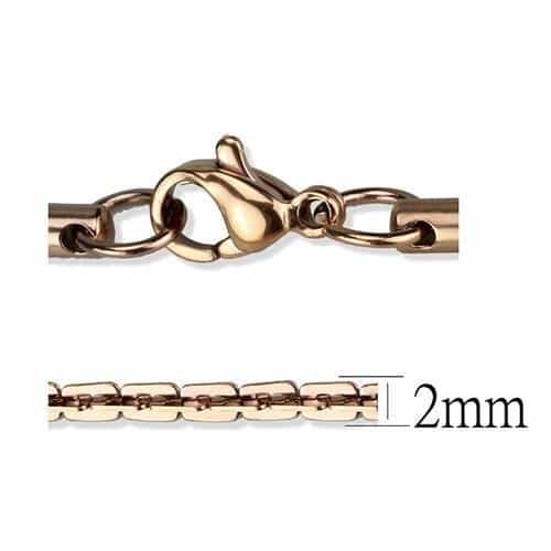 Stainless Steel Rose Gold IP Elongated Link Necklace view 3