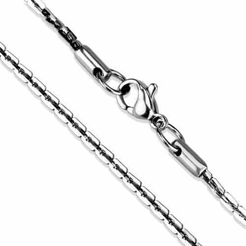 Stainless Steel Silver Elongated Link Necklace view 2