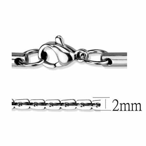Stainless Steel Silver Elongated Link Necklace view 3