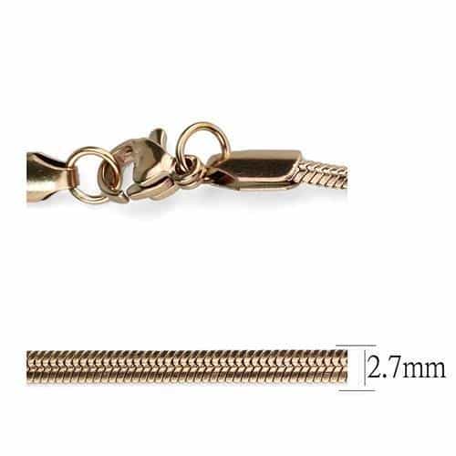 Stainless Steel Gold IP Snake Smooth Round Necklace view 3