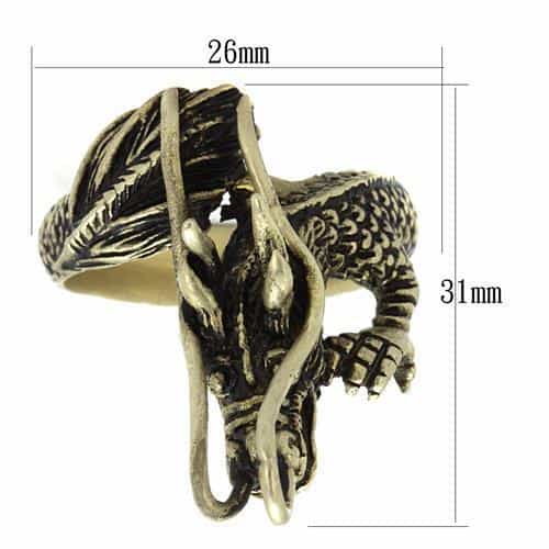 Stainless Steel Antiqued Brass Dragon Claw Wrap Ring view 9