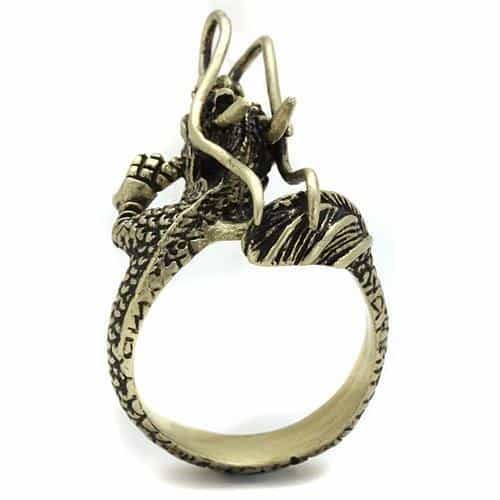 Stainless Steel Antiqued Brass Dragon Claw Wrap Ring view 11
