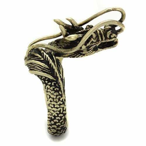 Stainless Steel Antiqued Brass Dragon Claw Wrap Ring view 12