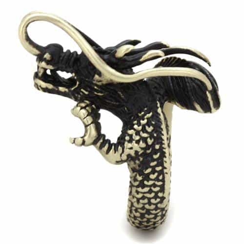 Stainless Steel Antiqued Brass Dragon Claw Wrap Ring view 14