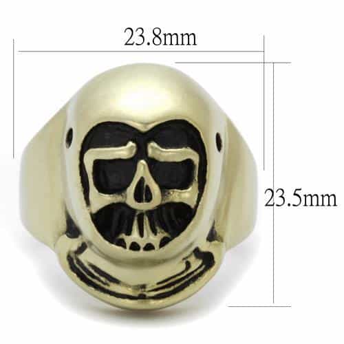 Stainless Steel Antiqued Brass Skull Hooded Reaper Ring view 2